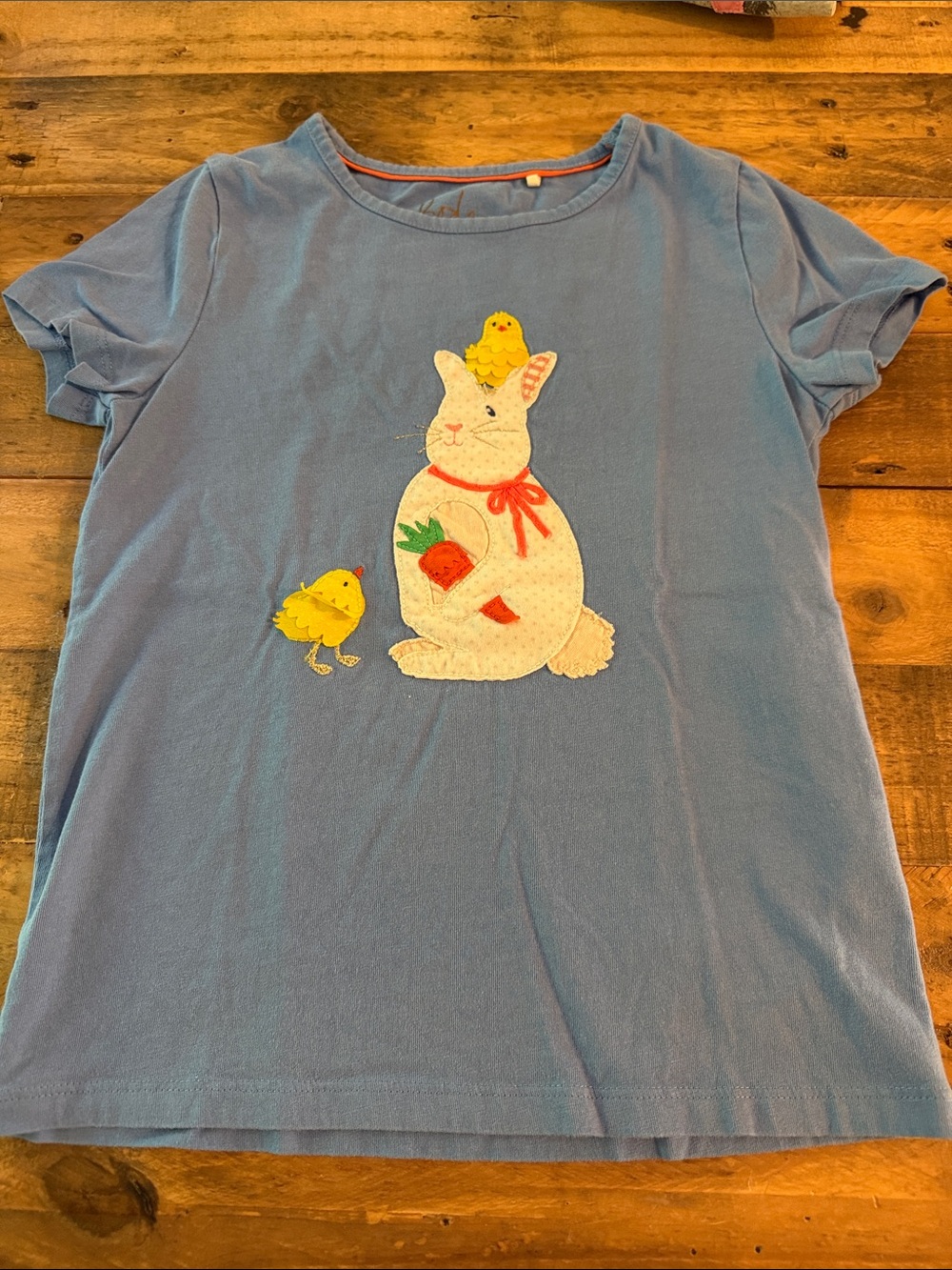 Mini Boden Blue Kids Bunny & Chicks Short Sleeve Top
